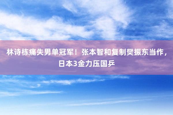 林诗栋痛失男单冠军！张本智和复制樊振东当作，日本3金力压国乒