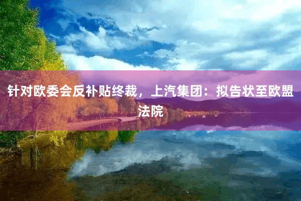 针对欧委会反补贴终裁，上汽集团：拟告状至欧盟法院