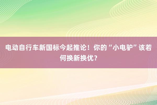 电动自行车新国标今起推论！你的“小电驴”该若何换新换优？