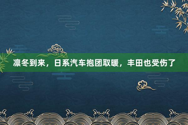 凛冬到来，日系汽车抱团取暖，丰田也受伤了