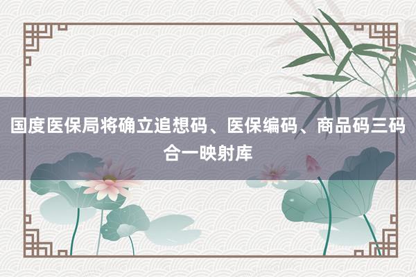 国度医保局将确立追想码、医保编码、商品码三码合一映射库