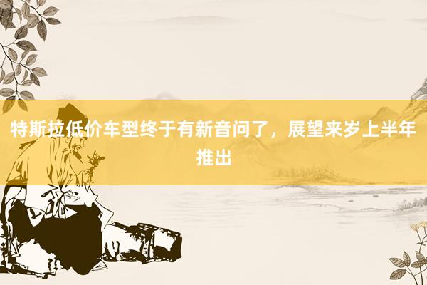 特斯拉低价车型终于有新音问了，展望来岁上半年推出